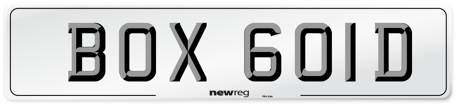 BOX 601D Number Plate from New Reg